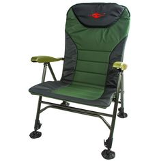 Кресло складное Mifine 55050 с подлокотниками (66*58*43 см) до 150 кг, цв. Зелёный/Чёрный