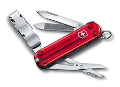 Нож-брелок VICTORINOX NailClip 580, 65 мм, 8 функций, полупрозрачный красный