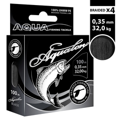 Плетеный шнур AQUA Aqualon Black 0,35mm 100m, цвет - черный, test - 32,00kg