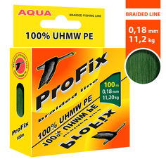 Плетеный шнур AQUA ProFix Dark-Green 0,18mm 100m, цвет - темно-зеленый, test - 11,20kg