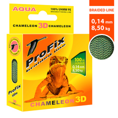 Плетеный шнур AQUA ProFix Chameleon 3D Jungle 0,14mm 100m, цвет - Jungle, test - 8,50kg