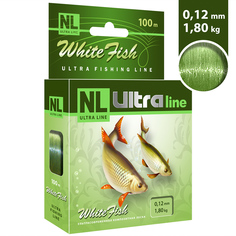 Леска AQUA NL ULTRA WHITE FISH (Белая рыба) 100m 0,12mm, светло-зеленая, test - 1,80kg