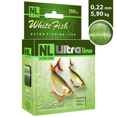 Леска AQUA NL ULTRA WHITE FISH (Белая рыба) 100m 0,22mm, светло-зеленая, test - 5,90kg