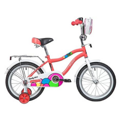 Велосипед NOVATRACK Candy городской (детский), рама 11", колеса 16", коралловый/белый, 11к