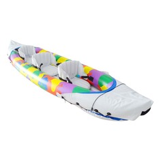 Надувная лодка байдарка Actiwell Aqua Каяк трехместная с ручным насосом 380 х 90 см