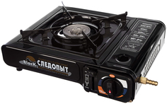 Плита газовая настольная СЛЕДОПЫТ Power Black с переходником