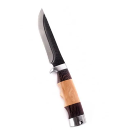 Туристический нож Pirat Дунай, длина клинка 14,3 см, деревянная рукоять, ножны из кордур