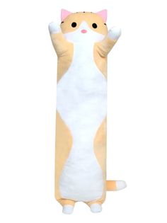Мягкая игрушка SABAUN кот батон 90 см оранжевый/белый