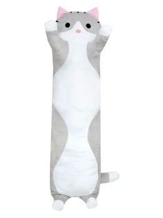 Мягкая игрушка SABAUN кот батон 90 см серый/белый