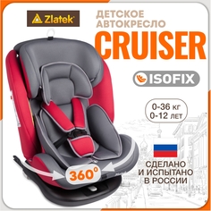 Автокресло детское поворотное Zlatek Cruiser IsoFix от 0 до 36 кг, красное
