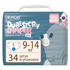 Трусики-подгузники K-mom dualstory размер l 9-14 кг 34 штуки X-KX-0014