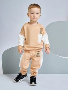 Костюм детский для мальчика повседневный комплект одежды Baziator CL0116 бежевый 86 см