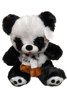 Мягкая игрушка U & V панда в коричневом шарфике 30 см белый с черным