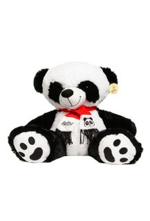 Мягкая игрушка U & V панда 30 см в красном шарфике черный белый