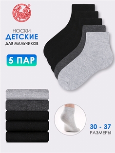 Носки детские Апрель 5ЧПНК5681Ч01, светло-серый, темно-серый, черный, 30-32, 5 пар