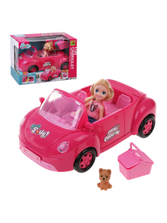 Машина для куклы Наша Игрушка Кабриолет За рулем, игровой набор с куклой, 614567
