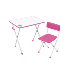 Комплект детской мебели Nika Умка Фантазер, стол + стул, розовый, белый