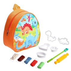 Рюкзак с игрушками Woow Toys "Динозавры", формочки для пластилина 5 шт, скалка