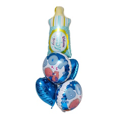 Букет из воздушных шаров Страна Карнавалия "Бутылочка", синие, фольга, 5 шт