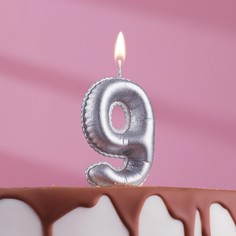 Свеча в торт "Шары", цифра 9, серебро, 5,5 см Страна Карнавалия