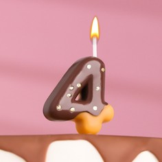 Свеча в торт "Шоколадная глазурь", цифра "4", 7 см Страна Карнавалия