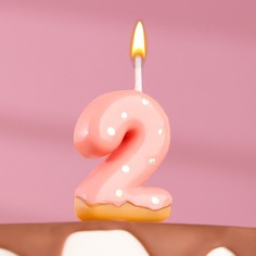 Свеча в торт "Клубничная глазурь", цифра "2", розовая Страна Карнавалия
