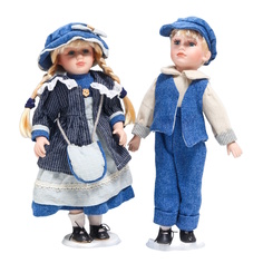Кукла коллекционная КНР парочка Наташа и Саша, синий вельвет набор 2 шт, 40 см(BR16007A)