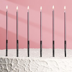 Свечи в торт "Праздник", 6 шт, 16 см, розовый с чёрным Страна Карнавалия