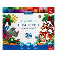 Пластилин GLOBUS Классический, 24 цвета, 480 г + 4 стека Глобус