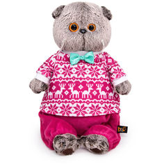 Мягкая игрушка Басик Budi Basa Basik & Co 19 см, в зимней пижаме, розовый