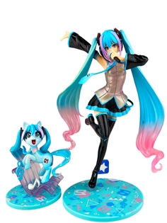 Фигурка StarFriend Мику Хацунэ с пони и микрофоном Miku Hatsune (подставка, 20,5 см)