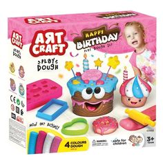 Набор для лепки AЯT CRAFT "День рождения", тесто 4 цвета по 50 г, в коробке (3683)