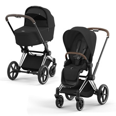 Коляска детская 2в1 Cybex Priam IV Sepia Black, шасси chrome, brown