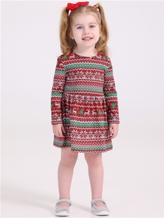 Платье детское Апрель 262дев001нД1Р, новогодний орнамент, 116