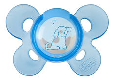 Силиконовая пустышка ортодонтическая Chicco Physio Comfort голубая-собачка