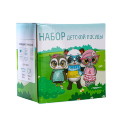 Набор детской посуды Доляна 7361927 2 предмета Котик, кружка 230 мл, миска 400 мл