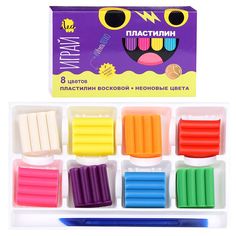 Пластилин ВКФ "Лео", Играй, неоновый, восковой, 8 цветов, 96 г (LPMCF-0108)