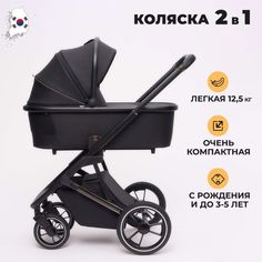 Коляска 2 в 1 Agex Prima 4x4, Black (Черный)