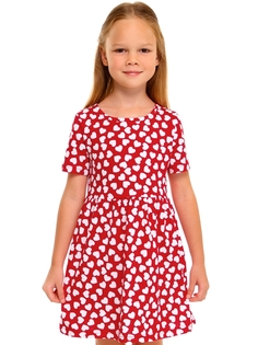 Платье детское Апрель 1ДПК3998001н, белые сердечки на красном, 116