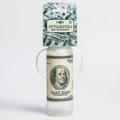 Бутылочка для кормления 100 долларов 250 мл цилиндр, с ручками No Brand