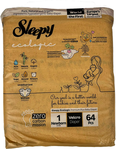Детские подгузники Sleepy ECOLOGIC 2X JUMBO PACK № 1 2-5 кг 64 шт