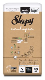 Детские подгузники Sleepy ECOLOGIC 2X JUMBO PACK №.5 11-20 кг 40 шт