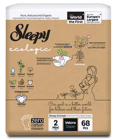 Детские подгузники Sleepy ECOLOGIC 2X JUMBO PACK № 2 3-6 кг 68 шт
