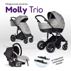 Коляска детская Farfello MT 3 в 1 Модульная для новорожденных Molly Trio, cерый