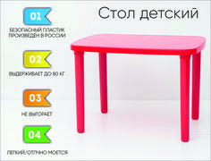Стол детский пластиковый, красный No Brand