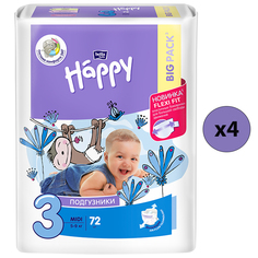Подгузники Bella Baby Happy Midi 3, 5-9 кг, 72 шт, 4 упаковки