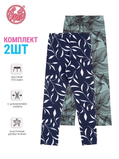 Леггинсы детские Апрель 901дев804нД1Р, белые листья на темно-синеми паутинка, 92