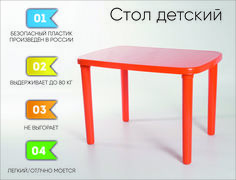Стол детский пластиковый, оранжевый No Brand
