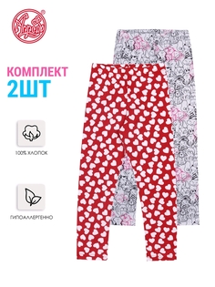 Леггинсы детские Апрель 901дев001нД1Р, белые сердечки на красноми зверушки, 98
