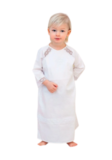 Олег (1 пр., Крестильная рубашка для МАЛЬЧИКА) Белый, 0-3 мес Makkaroni Kids